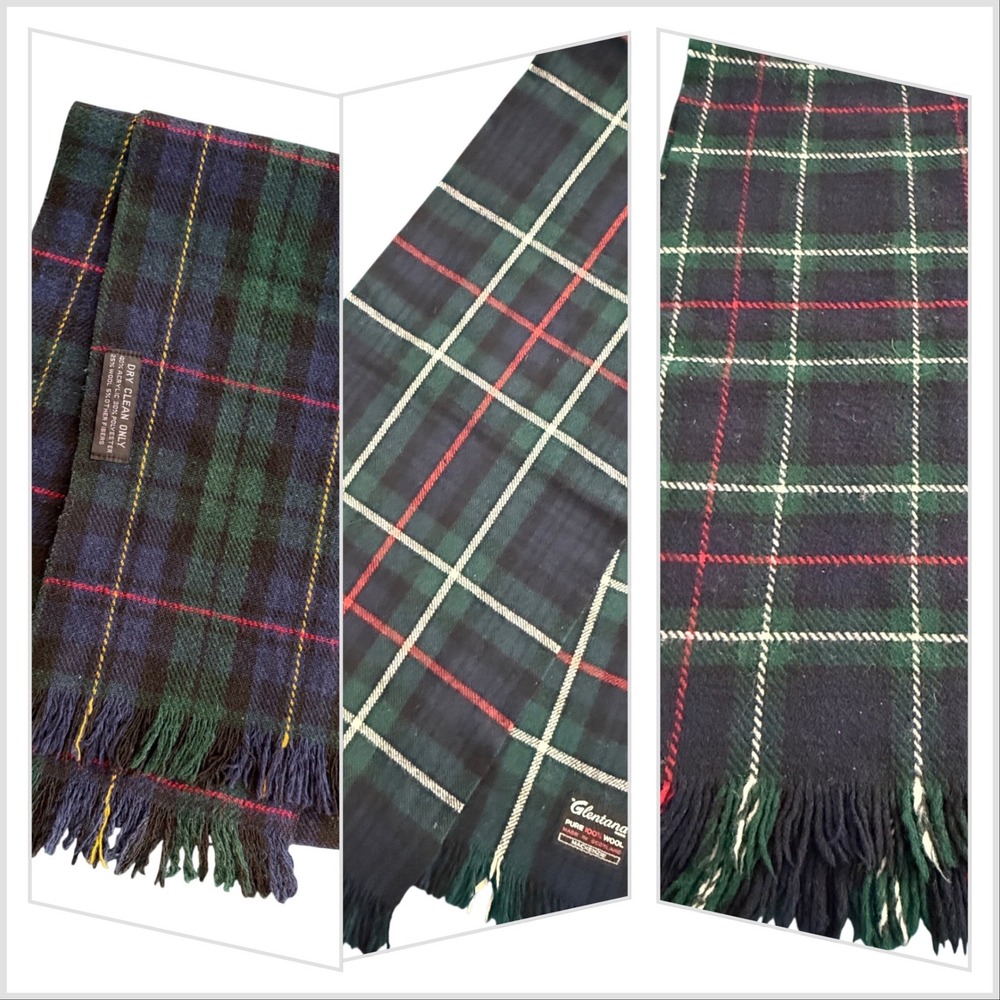Glentana MacKenzie Tartan Scarf Bundle 3 Scottish Plaid Lot‎ Wool